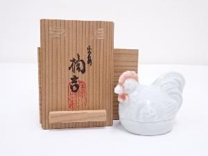 京焼　橘吉造　白鶏香合